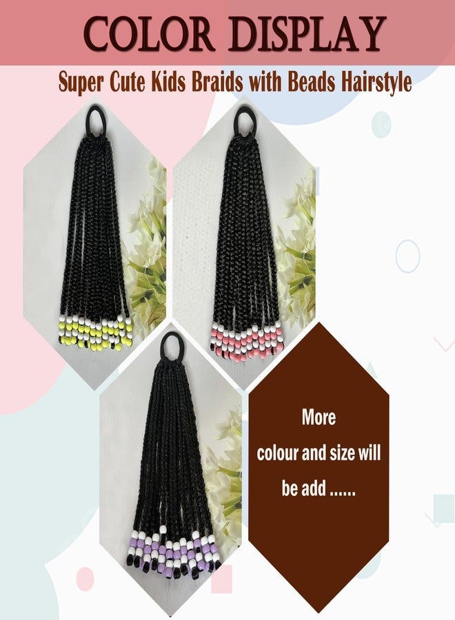 قطعتان من ذيل الحصان للأطفال مع خرز بطول 10 بوصات - تسريحات شعر ذيل الحصان المضفرة للفتيات الصغيرات، ضفائر لطيفة مع خرز، ذيل حصان للأطفال ذوات البشرة السمراء (خرز بنفسجي بطول 10 بوصات) - Image 4